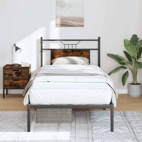 Estructura cama sin colchón madera roble ahumado 75x190 cm vidaXL (1/5)