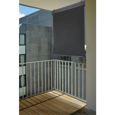 Senkrechtmarkise 1,20x2m Schwarz Sichtschutz Wind Sonne Seitenrollo Balkon Außen (1/2)