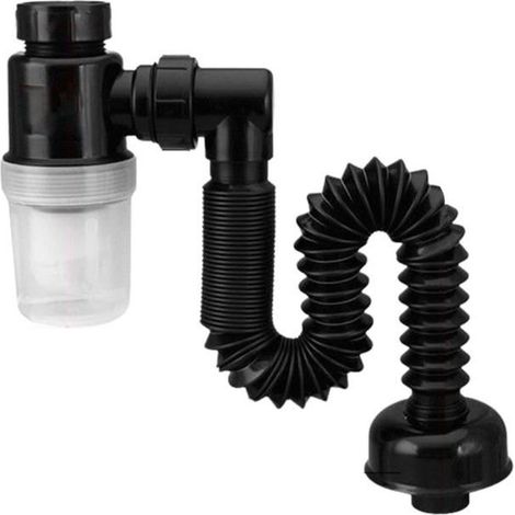 Siphon d\'évier - Le noir - Universel - Déodorant rétractable - Plastique - PVC (1/4)