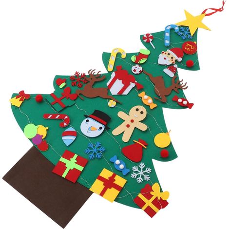 Sapin de Noël Feutrine Lumineux Kit Décorations Murales et Porte Activité Créative pour Garçon Fille et Facile à Ranger (1/5)