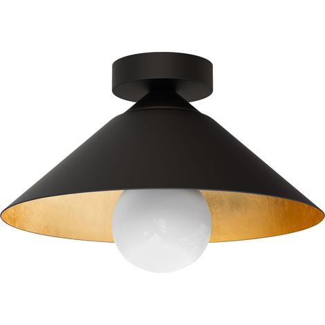 LUMICOM  CHAPEAU Plafoniera, 1XE27, max 42W, metallo, nero opaco/foglia oro, D25cm
