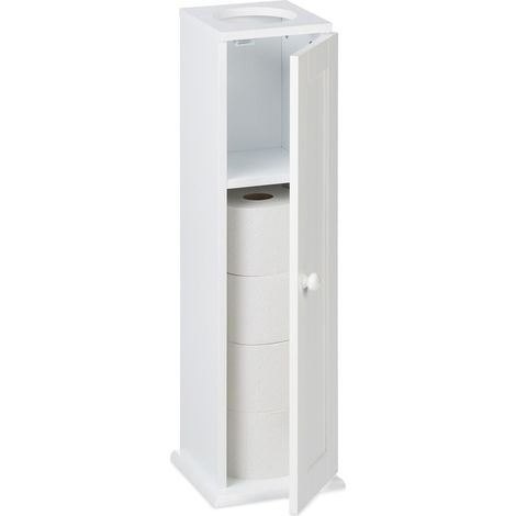 Armadio per carta igienica moderno 2 scomparti 90 x 30 x 20 cm design pulito bagno in legno bianco 130013510