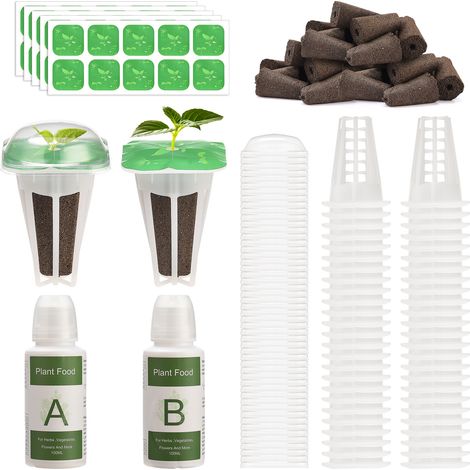 Toivize-Kit de 50 Pods Hydroponiques - Carrés - Blanc - Compatible Aerogarden - Avec Dômes, Éponges & Engrais pour Jardin Intérieur (1/5)