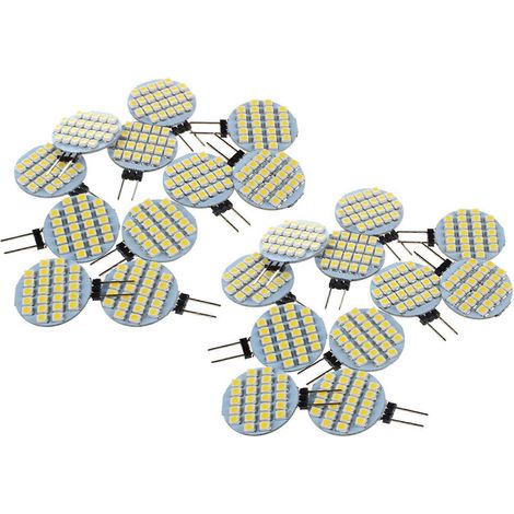 Lot de 20 ampoules LED SMD 24 G4 pour armoire, bateau, camping-car, voiture, 12 V, lumière blanc chaud (1/5)
