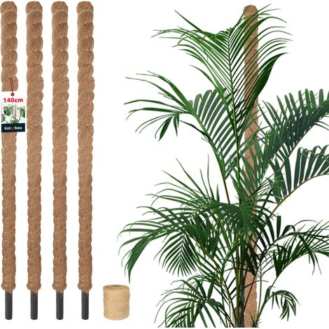 KOTARBAU® 4 pcs Tuteur Plante - Tuteur Coco - ⌀ 3.2 x 140 cm - Fibre de Coco - Tuteurs pour Monstera - Marron - pour Plantes Grimpantes (1/5)