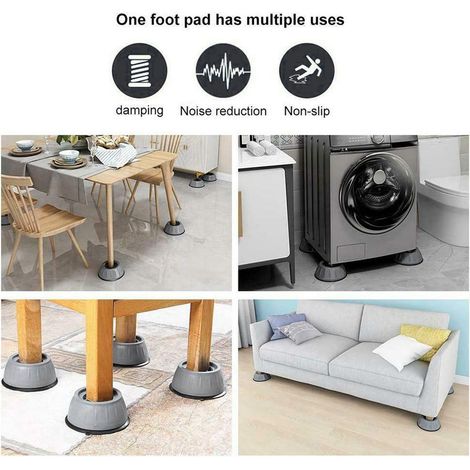 Juego de 8 almohadillas antivibración para lavadoras, con patas de goma, que reducen el ruido y proporcionan soporte antideslizante para frigoríficos, mesas y muebles. (1/3)