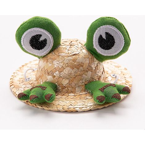 (grenouille)chapeau De Soleil En Paille Pour Petit Animal De Compagnie, Joli Chapeau De Costume Pour Chiens, Chiots, Mini Chapeau De Protection Co (1/3)