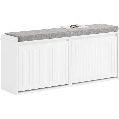 Banco Zapatero con 2 Solapas Armario Multifuncional para Entrada de Asiento Blanco FSR98-XL-W 100 x 26 x 46 cm SoBuy ES (1/4)