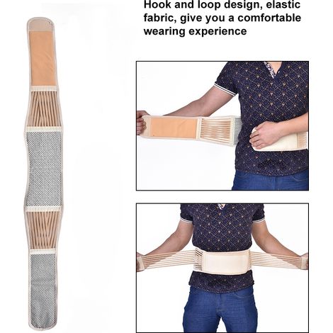 Ceinture lombaire chauffante magnétique unisexe - Soutien dorsal réglable et respirant (Beige L) (1/5)