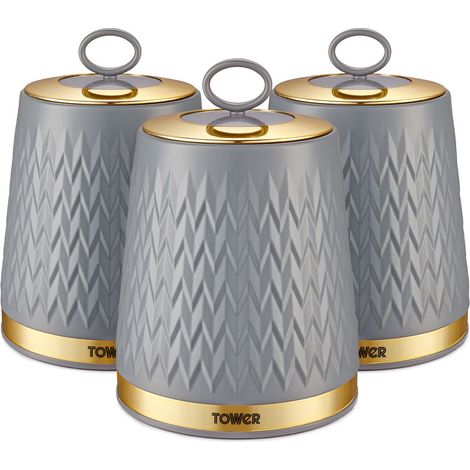 TOWER T826091GRY - Empire Set of 3 Canisters