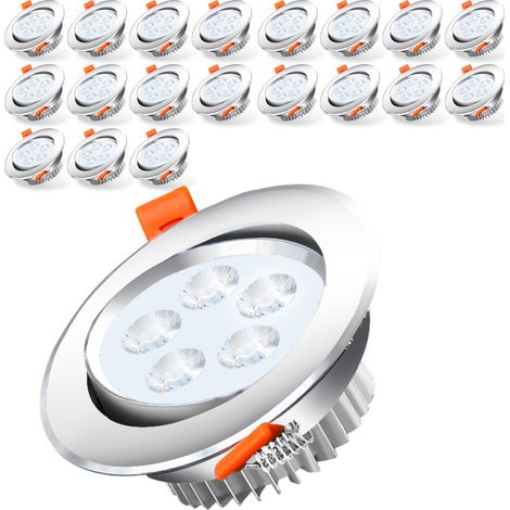 SWANEW Set de 20 spots encastrables spot LED Spot encastrable plafonnier IP44 dimmable 5W Blanc froid (1/5)