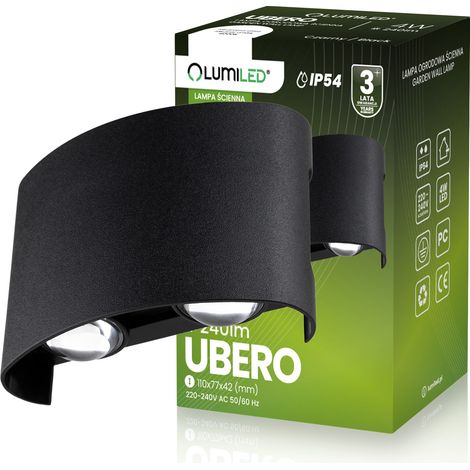 Lámpara de jardín exterior UBERO LUMILED, LED de 4W IP54, iluminación superior/inferior, aplique de pared para fachada.