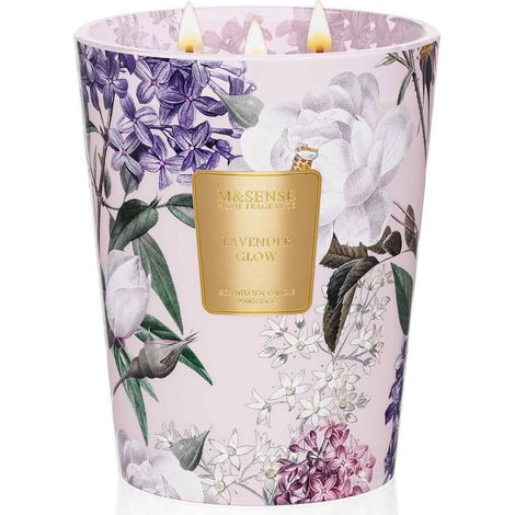 Große Duftkerze im Glas 3 Dochte 990g 150h Brennzeit Lavendel Sojawachs (1/5)