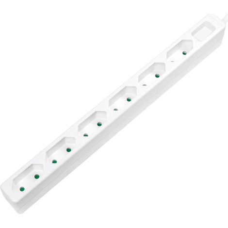 Ciabatta multipresa LogiLink Slim con 6 connettori CEE 7/16, 1,5 m, bianca, salvaspazio e funzionale. (1/3)