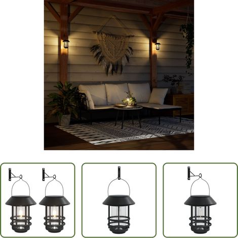 Éclairage extérieur - Lanternes murales solaires d'extérieur 2 pcs blanc (1/5)