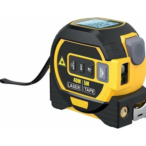 Cinta métrica láser 3 en 1, telémetro láser digital con pantalla LCD, medidor láser de 40 m/131 pies, cinta métrica de 5 m/16 pies, medición de área/volumen/distancia