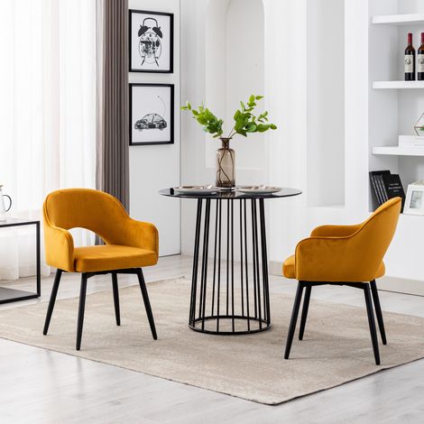 Wahson Set di 2 Sedie da Pranzo in Velluto Girevole, Schienale Sedia moderna Design con Gambe in metallo per Sala da Pranzo/Soggiorno, Giagllo