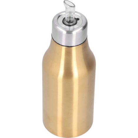Distributeur d'huile d'olive en acier inoxydable 500 ml, étanche et anti-poussière, carafe à huile d'olive de cuisine dorée (1/5)
