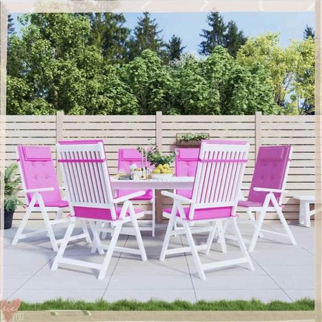361936 Coussins de chaise à dossier haut lot de 6 rose tissu oxford (1/5)