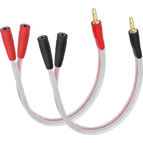 4mm Banana Plug Mâle à Double femelle Splitter 1 à 2 Câble d'extension audio 14AWG HIFI Câble de haut-parleur avec 4mm Banana Plugs Connecteur plaqué Fil de haut-parleur - 1Pair (1/5)