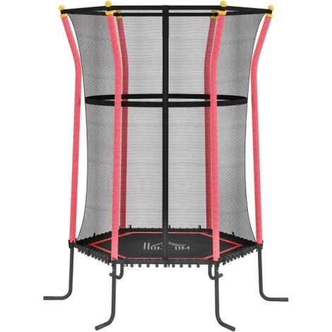 Red Mini Kids Trampoline with Safety Net Enclosure for Ages 3 to 10 - Perfect Indoor Outdoor Fun