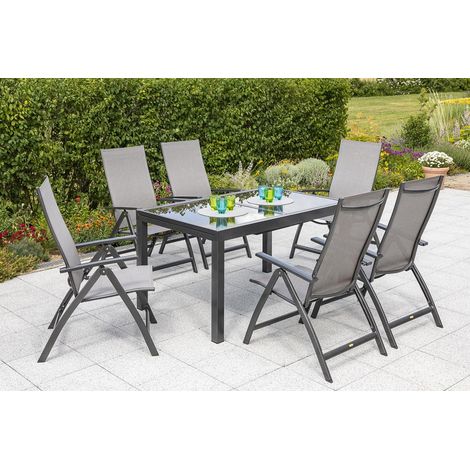 Vicenza Set 7tlg 6 Sessel Tisch 180(240)x100cm