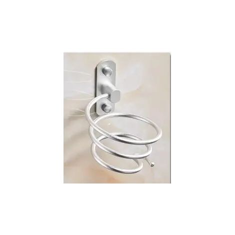 (D-avec vis) Support mural pour sèche-cheveux, organisateur en spirale, étagère de rangement en aluminium pour salle de bain. (1/5)