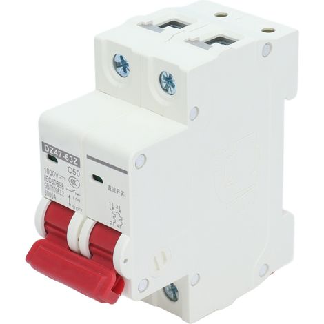 Disjoncteur solaire 2P 1000V 50A pour installation photovoltaïque, montage rail DIN, DZ47-63Z C50 (1/5)