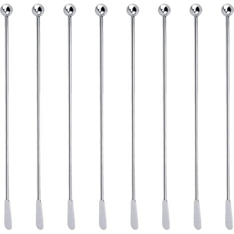 Palitos para cóctel de acero inoxidable, 8 unidades, ideales para bares, cafeterías, bodas, cumpleaños y fiestas hawaianas (1/5)