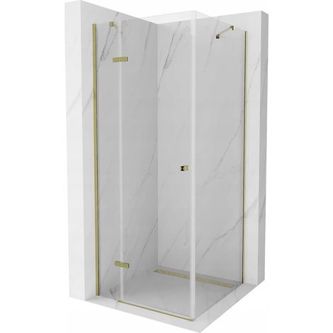 Cabine de douche pivotante Mexen Roma 100 x 100 cm, transparent, dorée - 854-100-100--50-00 (1/5)