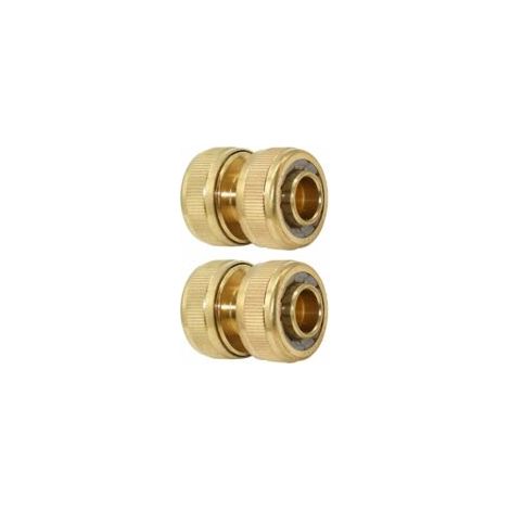 Réparateur de Tuyau d'arrosage 19 mm (3/4 Pouce) en Laiton, 2 pièces - Raccord de Tuyau de Descente, Solution Rapide Extension du connecteur, réparation Rapide- - Crezuo
