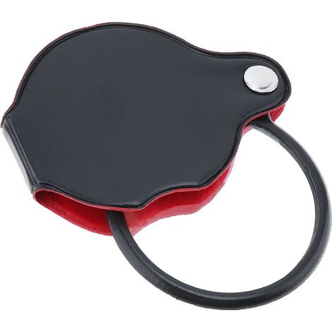 Mini loupe de poche avec étui, similicuir/plastique, noire (1/5)