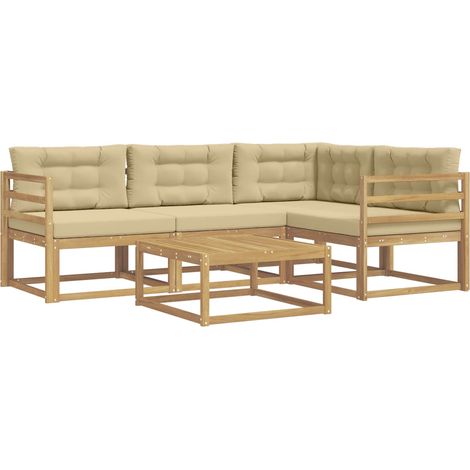 Outdoor-Sofagarnitur 5 pcs Weiß und Beige 79 x 79 x 37 cm vidaXL