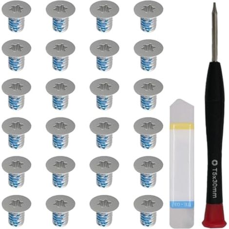 24 PCS M2X3 T5 Vis inférieurs compatibles avec pour Dell XPS 13 9343 9350 9360 XPS 15 9550 9560 Précision M5510, Sécurisé Le support de Repos du Poignet, Torx T5 Courgeur (Argent) (1/5)