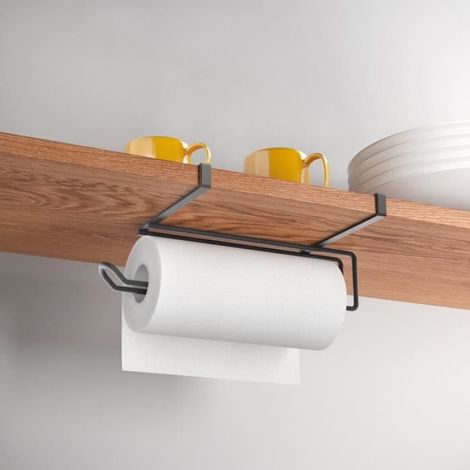 Porte Rouleau Essuie-Tout - Métal - Pour Cuisine Sans Perçage - 18 cm x 35 cm x 10 cm - 1 Pièce (1/2)