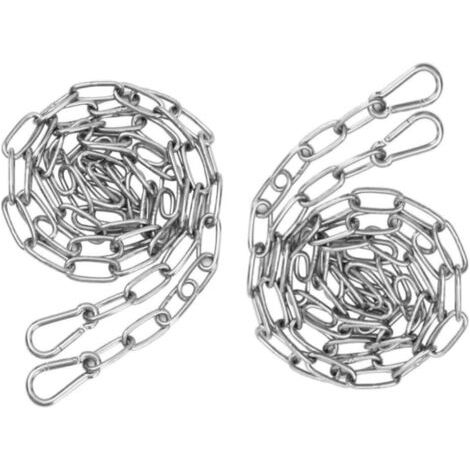 QORVA-Chaîne en Acier inoxydable 2pcs 3mm X 2m Chaine Acier + 4 pcs Mousqueton Chaîne de Maillon d'extension pour Accrocher Chaîne d'ancre Hamac Multifonctionnel -Total 4 mètres