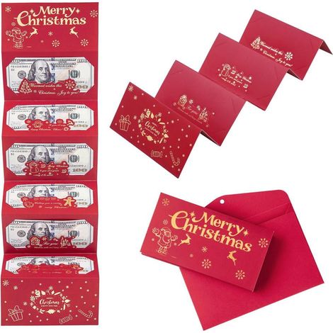Porte-Argent De Noël - Porte-Cartes Cadeau Avec 6 Fentes - Format Pliable - 17 x 72 cm - Pour Billets Et Cartes Cadeaux - 1 Pièce (1/5)