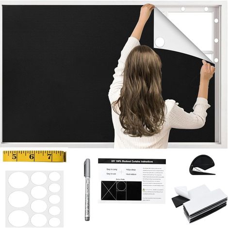 Store Occultant sans Percage 300 X 145 cm Enrouleur 100% Occultants pour Fenêtre Protection Solaire Film s'adapte à Toutes Les Formes de Fenêtres -