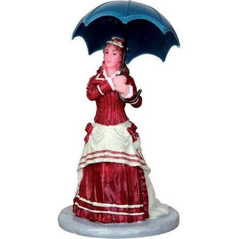 Signorina elegante, personaggio per villaggio di Natale in poliresina