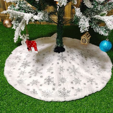 Housse de pied de sapin de Noël 120 cm, grand flocon de neige argenté, tapis de sol pour arbre festif, décoration de Noël élégante (Argent, 120 cm) (1/5)