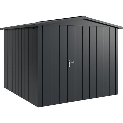 Hörmann Metall-Gerätehaus "Juno" mit Satteldach, JSD10 - Modern, 262 x 262 cm (B x T), anthrazit, 1-flüglige Tür, Anschlag rechts (1/5)