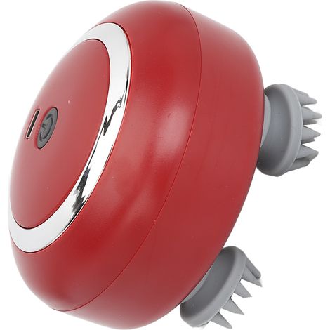 Casque Massant Électrique pour Cuir Chevelu, Appareil de Massage de Tête Vibrant et Pétrissant, Multifonction Portable, Rouge (1/5)