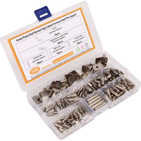 Lot de 120 supports d'étagère avec boîte de rangement. Résistants à la rouille et à la corrosion. Supports d'étagère pour placard. (1/5)