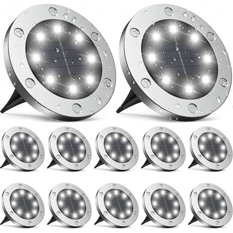 Lampe Solaire Exterieur 12 Pièces,Jardin 8LED,IP65 Étanche,Spot Décoratif Chemin Terrasse (1/5)