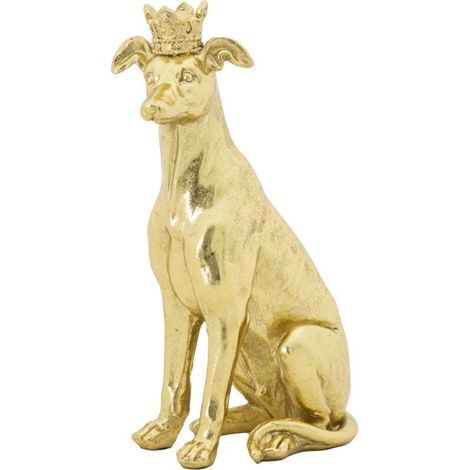 Statuette Déco Chien "Couronne" 33cm Or (1/5)