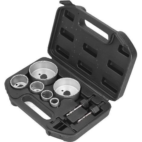 Kit de perçage de 9 forets cloches de 22 à 73 mm pour carrelage, porcelaine et brique. (1/4)