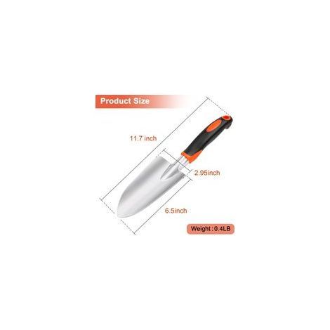 Pelle de jardin et transplantoir à main, petite pelle robuste avec manche ergonomique, outils de jardinage pour creuser, outils de jardinage résistants à la rouille, orange. (1/4)