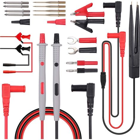 Kit de cordons de mesure Multimètre électrique 21 en 1 Cordon de test avec pinces crocodile Sonde de test Câble multimètre à fiche banane pour testeurs de tension (1/5)
