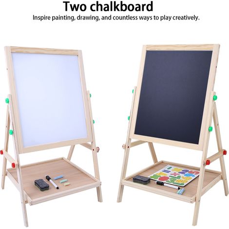 Tableau à dessin en bois double face 2 en 1 pour bébés et enfants (1/5)