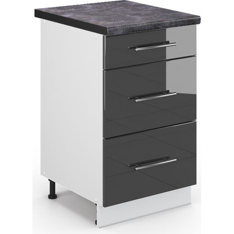 Küchenschränke  Fame-Line, Anthrazit Hochglanz, 50 cm , AP Anthrazit, Vicco